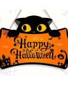 Plaque Murale en Bois "Happy Halloween" / Décor Halloween