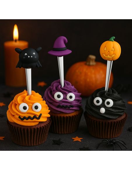 Lot de 4 Cuillères à café Thème Halloween - Matière : Acier inoxydable