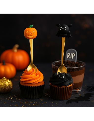 Lot de 4 Cuillères à café Thème Halloween - Matière : Acier inoxydable