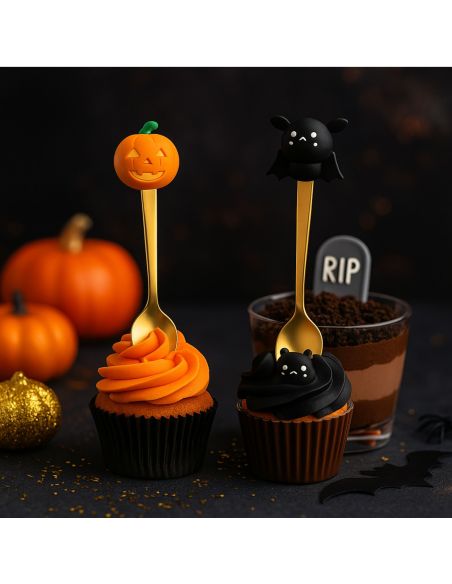 Lot de 4 Cuillères à café Thème Halloween - Matière : Acier inoxydable