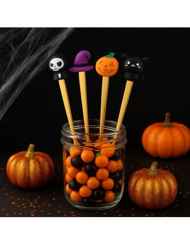 Lot de 4 Cuillères à café Thème Halloween - Matière : Acier inoxydable