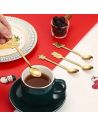 Lot de 4 Mini cuillère à café dorée thème de Noël - Matière : Acier inoxydable