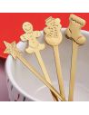 Lot de 4 Mini cuillère à café dorée thème de Noël - Matière : Acier inoxydable