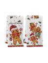 Lot de 2 Torchons de Cuisine Microfibre Noël " Personnage en Pain D'épice et Sucette" 40x 60 cm