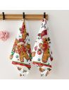 Lot de 2 Torchons de Cuisine Microfibre Noël " Personnage en Pain D'épice et Sucette" 40x 60 cm