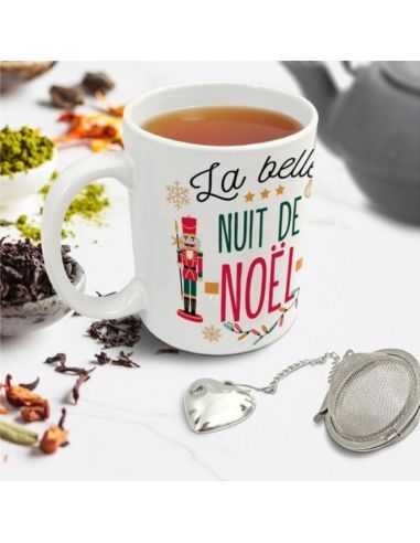 Coffret Mug "La belle nuit de Noël" + Boule à thé cœur