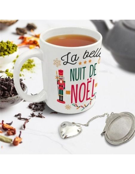 Coffret Mug "La belle nuit de Noël" + Boule à thé cœur