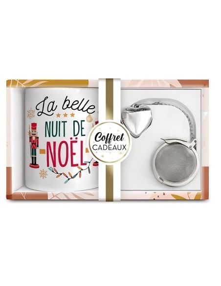 Coffret Mug "La belle nuit de Noël" + Boule à thé cœur