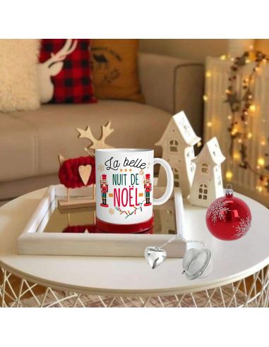 Coffret Mug "La belle nuit de Noël" + Boule à thé cœur