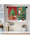 Lot de 2 Torchons de Cuisine Microfibre Noël "Père Noël ,Sapin et Cadeau de Noël" 45 x 70 cm