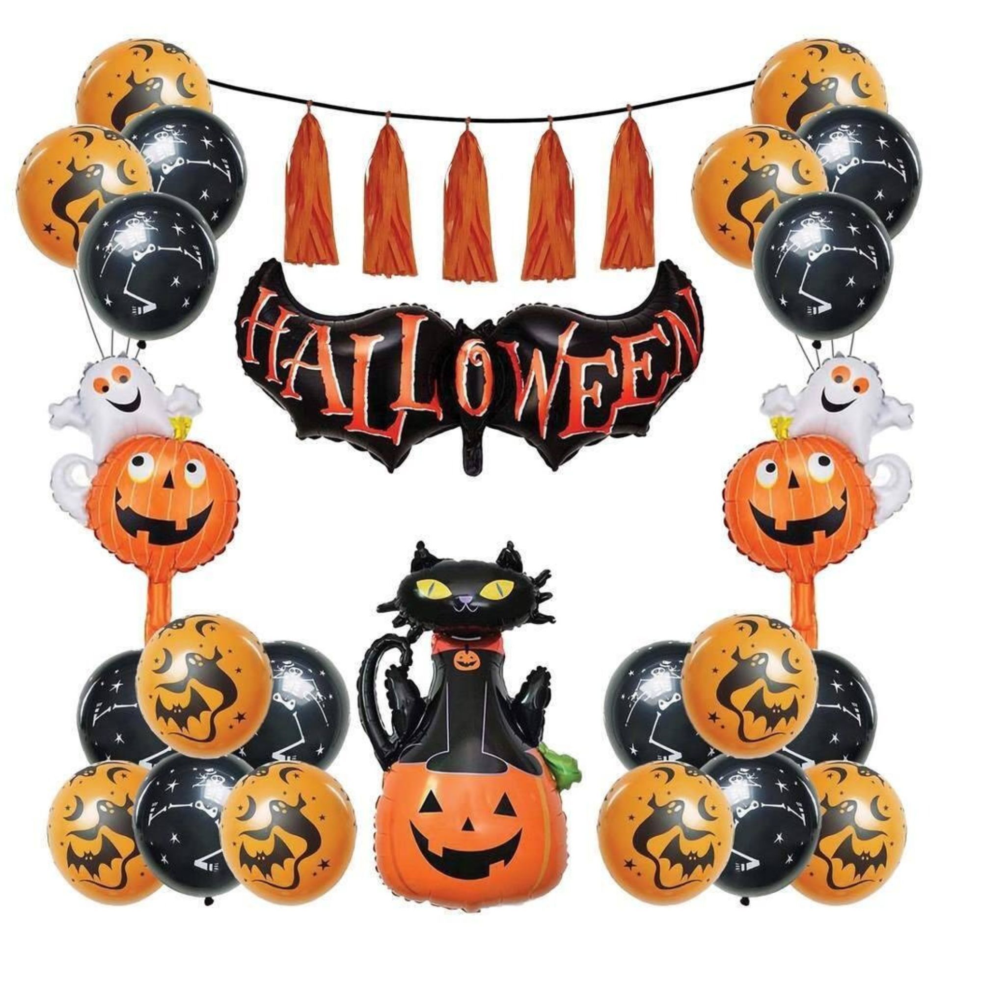 Lot De 4 Ballons Aluminium Chauve-Souris Halloween – Déco Réutilisable Pour Fête, Extérieur/Intérieur