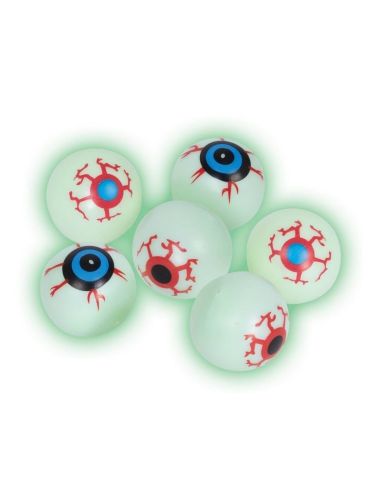 Lot de 6 Yeux Factices Phosphorescents en Plastique Déco Halloween - Diamètre 3 cm