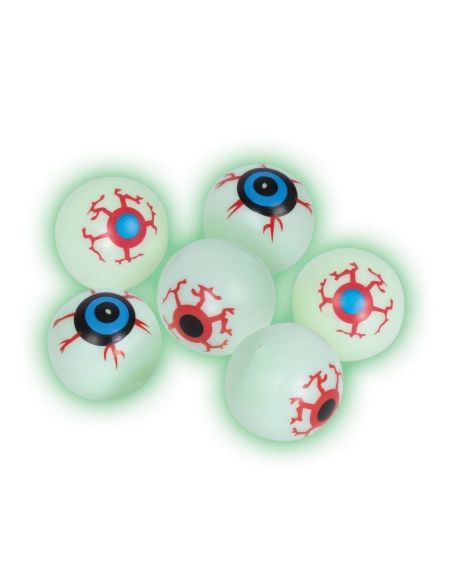 Lot de 6 Yeux Factices Phosphorescents en Plastique Déco Halloween - Diamètre 3 cm