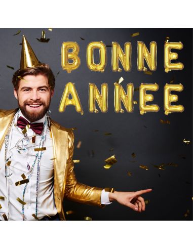 Ballon aluminium BONNE ANNEE - or