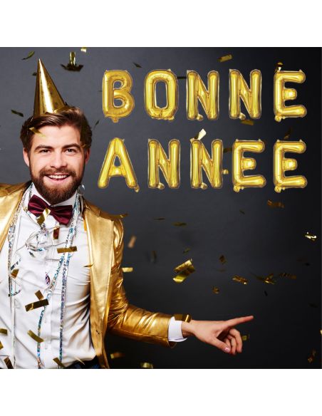 Ballon aluminium BONNE ANNEE - or