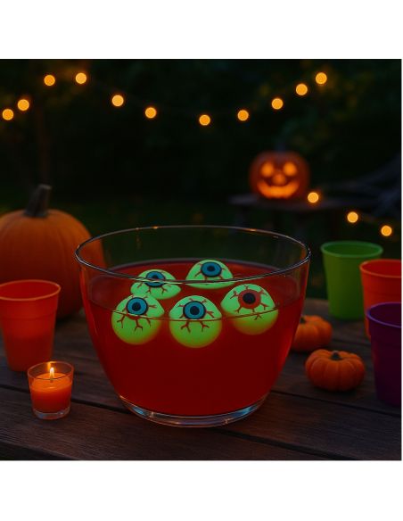 Lot de 6 Yeux Factices Phosphorescents Déco Halloween - Diamètre 3 cm