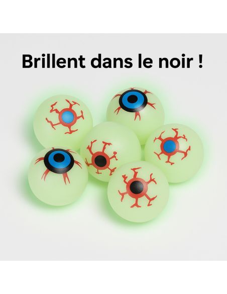 Lot de 6 Yeux Factices Phosphorescents Déco Halloween - Diamètre 3 cm