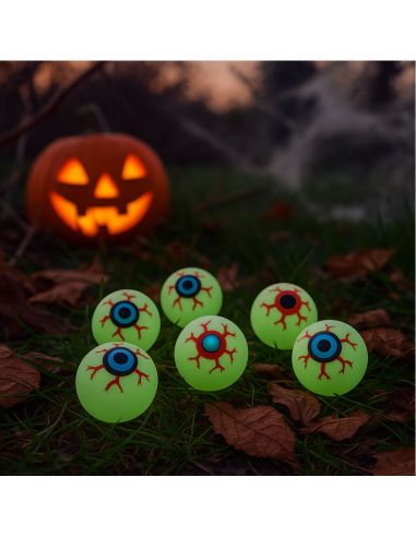 Lot de 6 Yeux Factices Phosphorescents Déco Halloween - Diamètre 3 cm