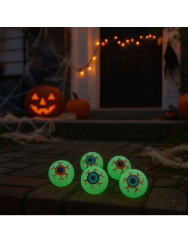 Lot de 6 Yeux Factices Phosphorescents Déco Halloween - Diamètre 3 cm