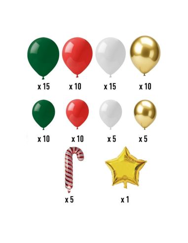 Kit Arche Ballons Sapin de Noël - 86 Pièces