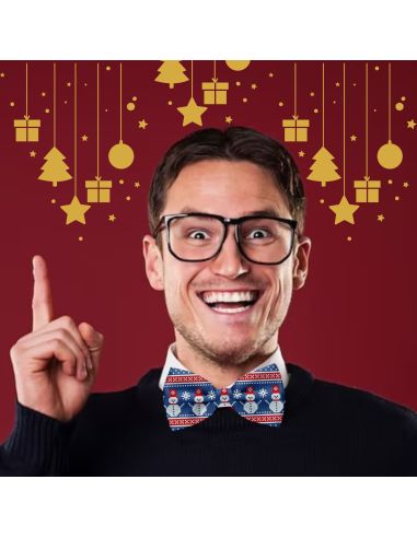 Noeud Papillon Motif Noël "Vraiment Moche" -  12 modèles Différents