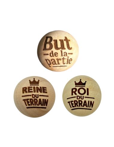 Lot de 3 Cochonnets de Pétanque en Bois avec Message
