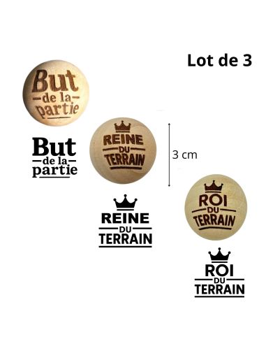Lot de 3 Cochonnets de Pétanque en Bois avec Message