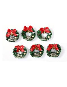 Lot de 6 Mini Couronnes de Noël – Ø 7 cm – Décoration en Plastique