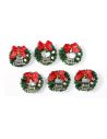 Lot de 6 Mini Couronnes de Noël – Ø 7 cm – Décoration en Plastique