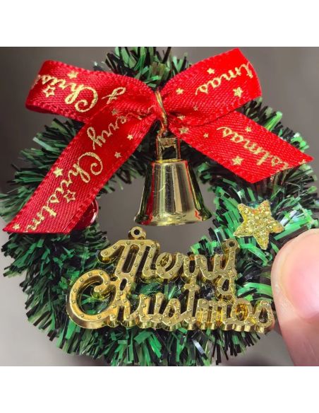 Lot de 6 Mini Couronnes de Noël – Ø 7 cm – Décoration en Plastique