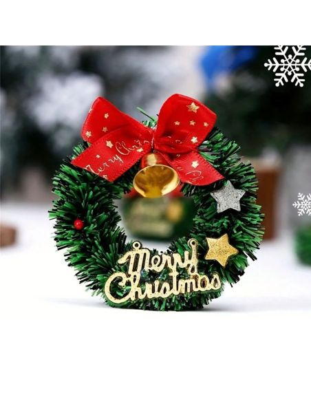 Lot de 6 Mini Couronnes de Noël – Ø 7 cm – Décoration en Plastique