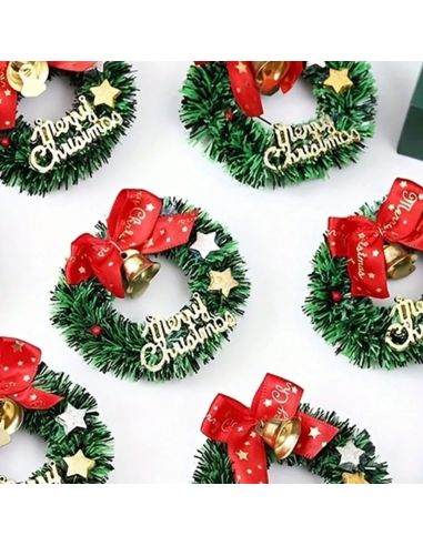 Lot de 6 Mini Couronnes de Noël – Ø 7 cm – Décoration en Plastique