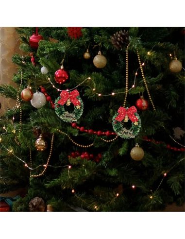 Lot de 6 Mini Couronnes de Noël – Ø 7 cm – Décoration en Plastique