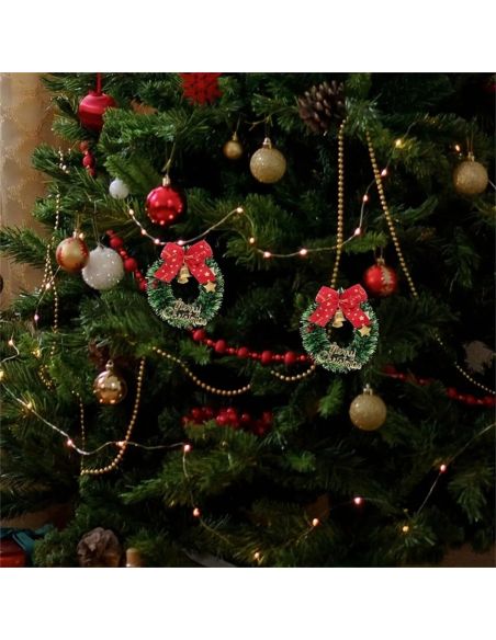 Lot de 6 Mini Couronnes de Noël – Ø 7 cm – Décoration en Plastique