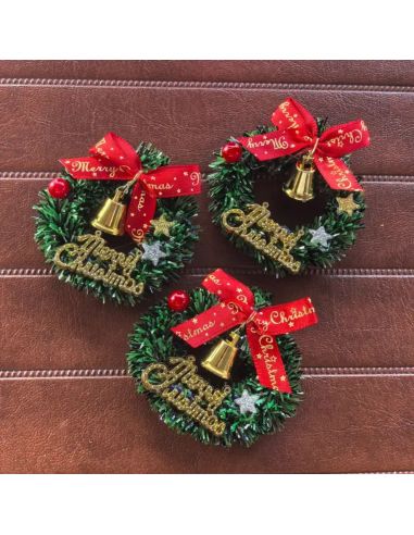 Lot de 6 Mini Couronnes de Noël – Ø 7 cm – Décoration en Plastique