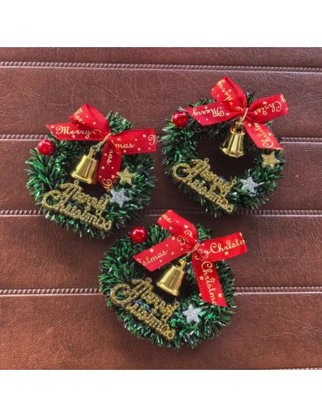 Lot de 6 Mini Couronnes de Noël – Ø 7 cm – Décoration en Plastique