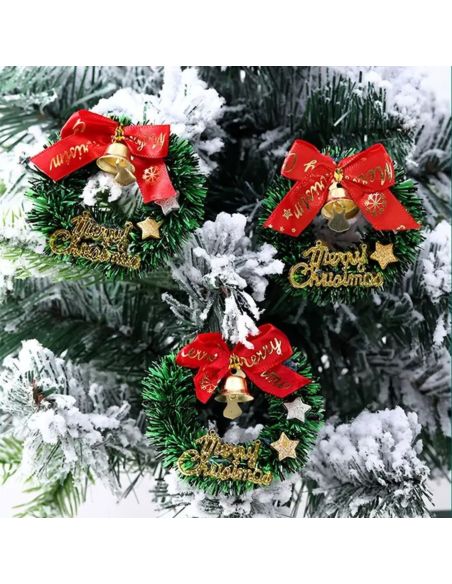 Lot de 6 Mini Couronnes de Noël – Ø 7 cm – Décoration en Plastique