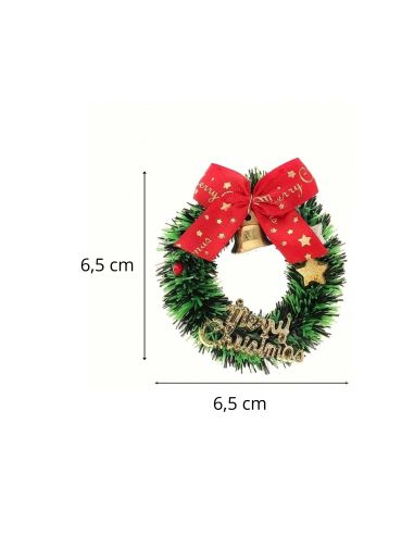 Lot de 6 Mini Couronnes de Noël – Ø 7 cm – Décoration en Plastique