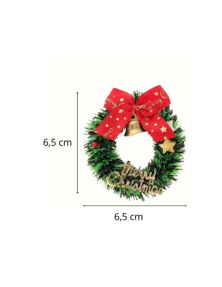 Lot de 6 Mini Couronnes de Noël – Ø 7 cm – Décoration en Plastique