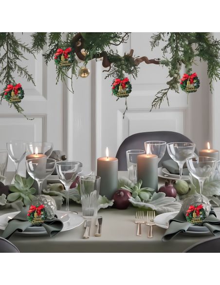 Lot de 6 Mini Couronnes de Noël – Ø 7 cm – Décoration en Plastique