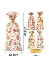 4 Sacs Cadeaux de Noël Transparent avec Attache – Motifs Festifs Père Noël & Pain d’Épices (27,5 x 12,5 cm)