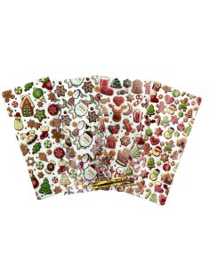 4 Sacs Cadeaux de Noël Transparent avec Attache – Motifs Festifs Père Noël & Pain d’Épices (27,5 x 12,5 cm)