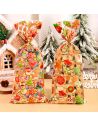 4 Sacs Cadeaux de Noël Transparent avec Attache – Motifs Festifs Père Noël & Pain d’Épices (27,5 x 12,5 cm)