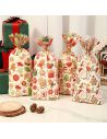 4 Sacs Cadeaux de Noël Transparent avec Attache – Motifs Festifs Père Noël & Pain d’Épices (27,5 x 12,5 cm)