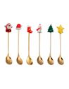 Lot de 6 cuillères de Noël en acier inoxydable (Argenté ou Doré)
