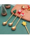 Lot de 6 cuillères de Noël en acier inoxydable (Argenté ou Doré)