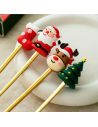 Lot de 3 cuillères et 3 mini fourchettes dorées de Noël – Acier inoxydable 16cm