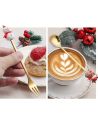 Lot de 3 cuillères et 3 mini fourchettes dorées de Noël – Acier inoxydable 16cm