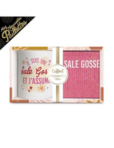 Coffret Mug + Chaussettes pailletées "Sale Gosse" – Cadeau fun à offrir