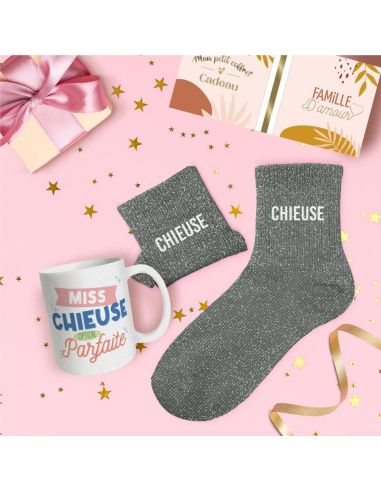 Coffret Mug "Miss Chieuse – Option Parfaite" + Chaussettes glitter